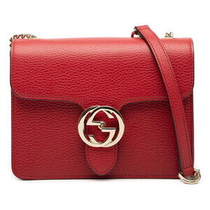 GUCCI Red Leather Shoulder Bag